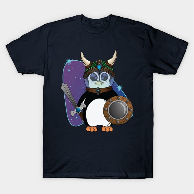 Viking Space Penguin T-Shirt by Desdymona